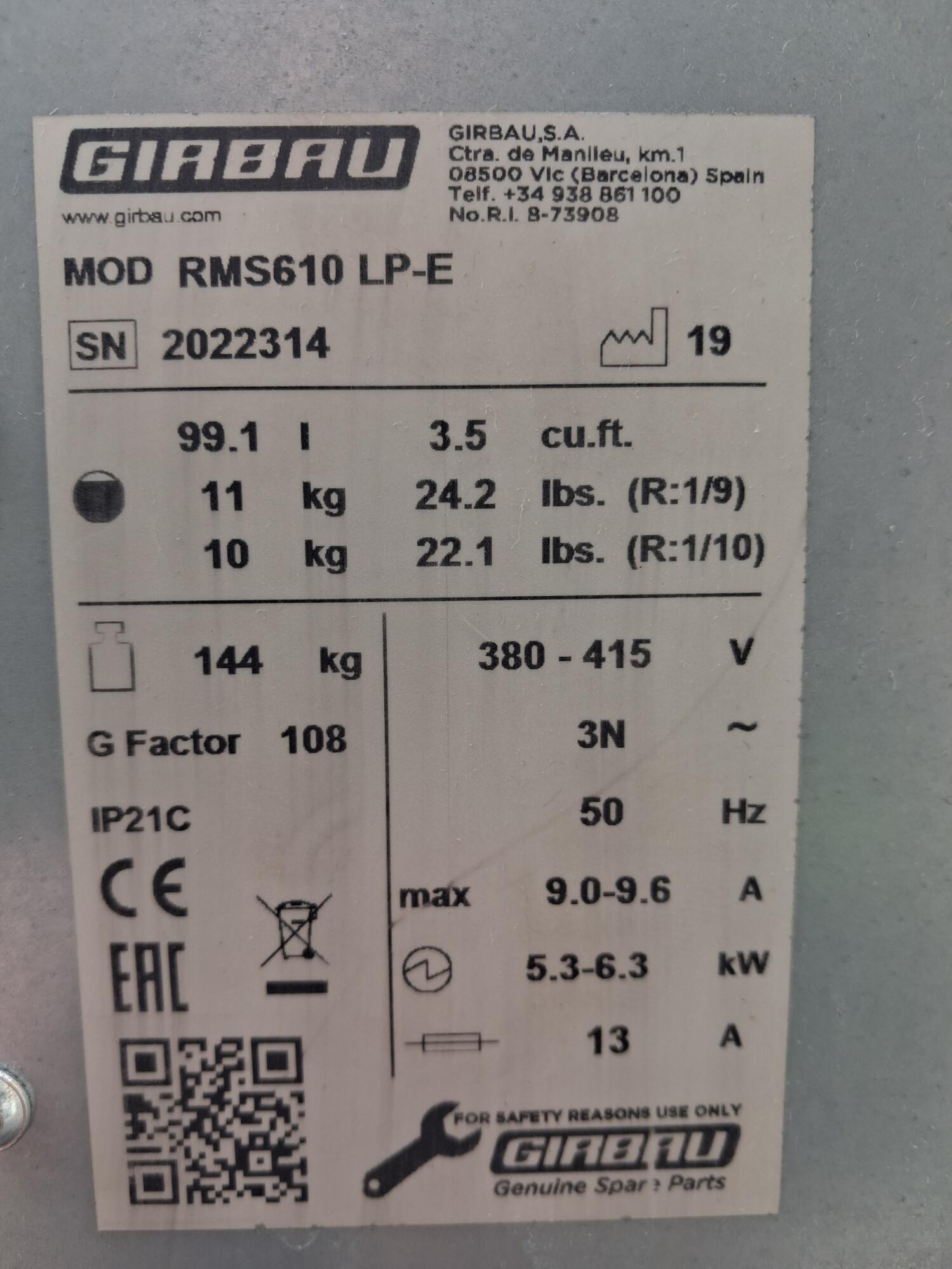 GIRBAU WASHER EXTRACTOR WITH METAL PLINTH - Image 2