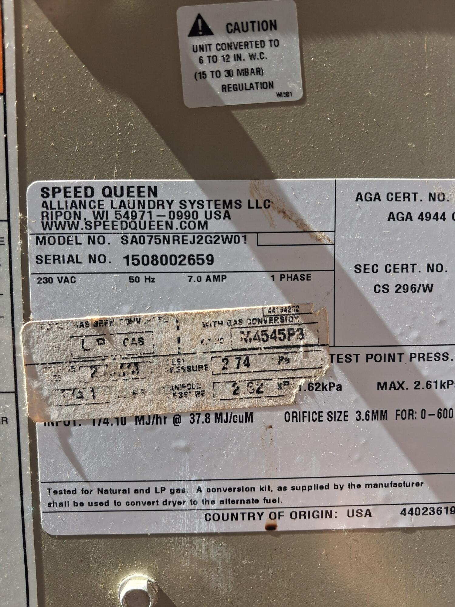 SPEEDQUEEN 75LB TUMBLE DRYER - Image 2